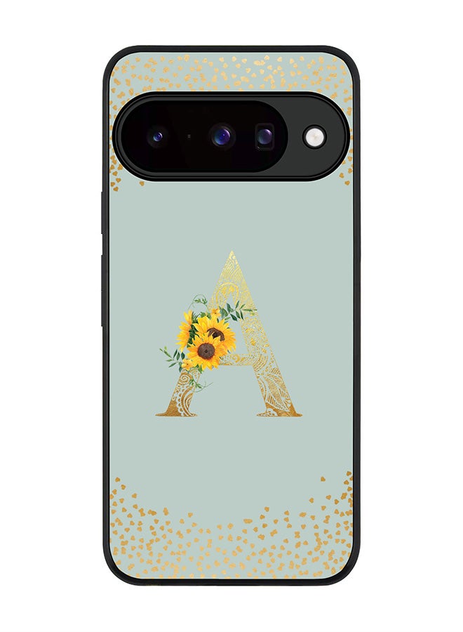 For Google Pixel 10 Case,Slim fit Camera Protection, Shockproof Thin Phone cover  - Custom Floral Monogram - A  (Light Grey )